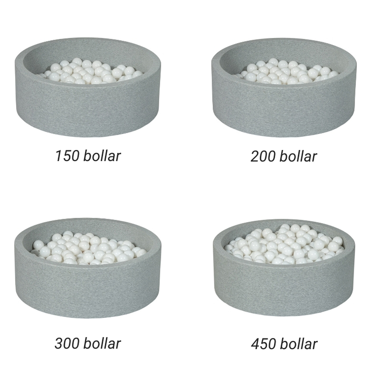 Ljusgrå bollhav BASIC, 90x30 med bollar (vit, pearl, grå, silver) - Image 3
