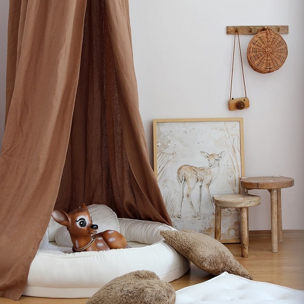 Stor chocolate maxi sänghimmel i linne, Cotton & Sweets