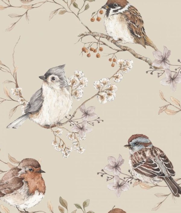 Dekornik, tapet Birds Beige