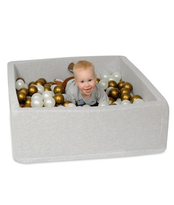 Stort rektangulärt ljusgrå bollhav 90x90x30 cm
