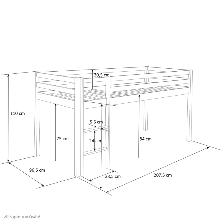 Vit loftsäng till barnrummet 90x200 cm - Image 6