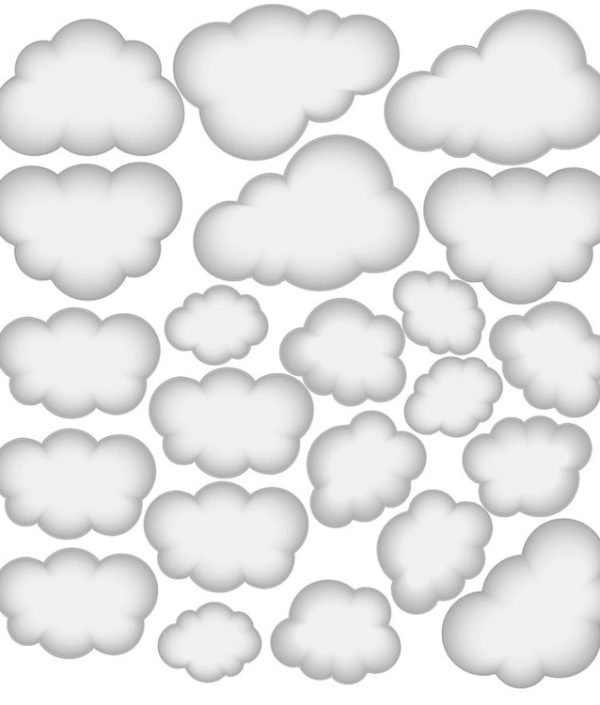 Babylove, grå moln wallstickers 22 st.