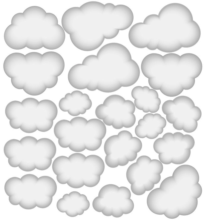 Babylove, grå moln wallstickers 22 st.