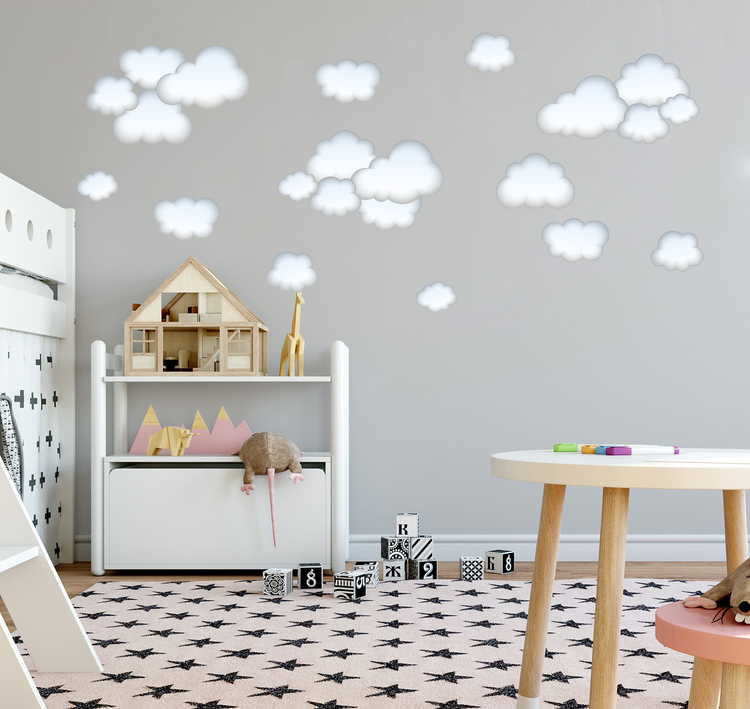 Babylove, blå moln wallstickers 22 st.