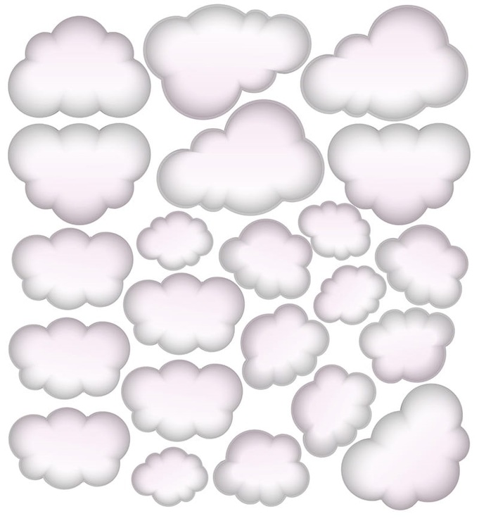 Babylove, rosa moln wallstickers 22 st.