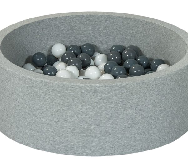 Ljusgrå bollhav BASIC, 90x30 med bollar (vita, grå)