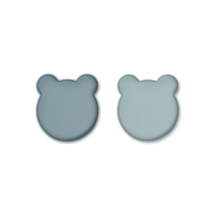Liewood, Marty silikontallrik 2-pack, Mr bear blue mix