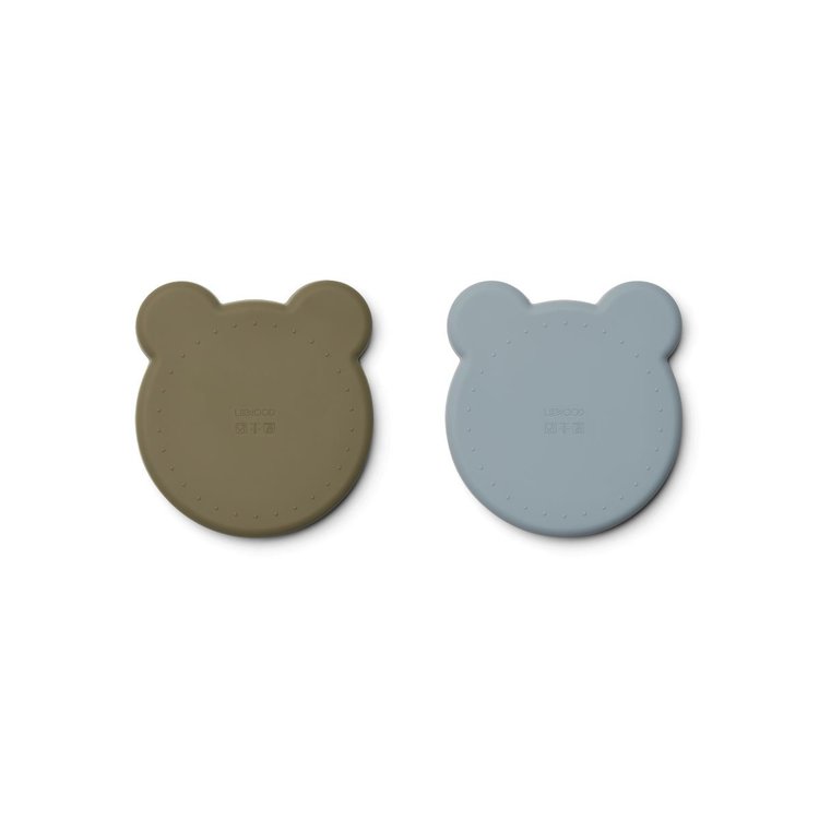 Liewood, Marty silikontallrik 2-pack, Mr bear khaki/blue fog mix - Image 3