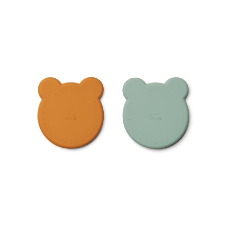 Liewood, Marty silikontallrik 2-pack, Mr bear mustard/peppermint mix - Image 3