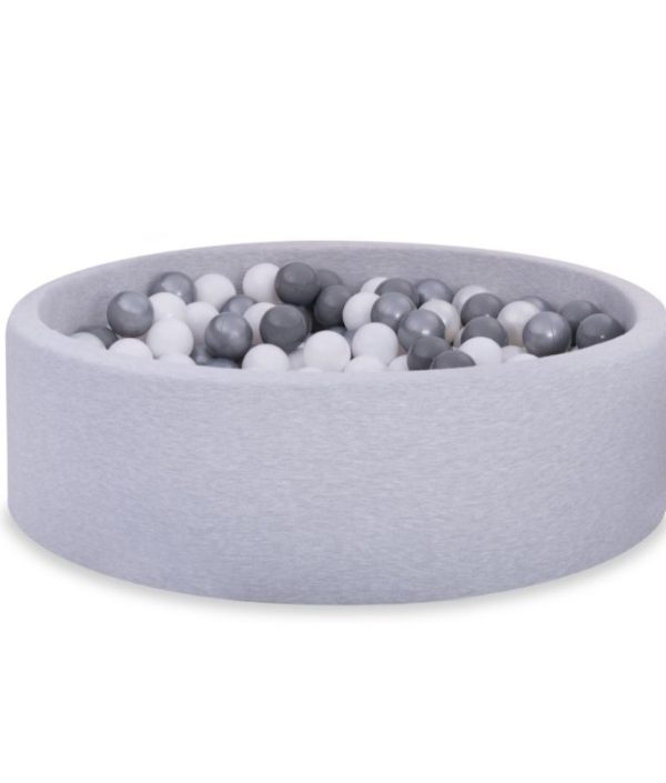 Ljusgrå bollhav BASIC, 90x30 med bollar (vit, pearl, grå, silver)