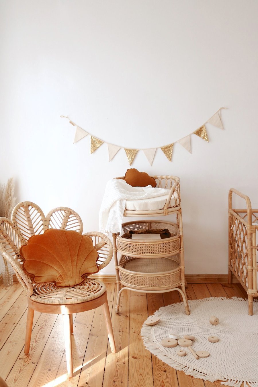 Moi Mili, vimpel med paljetter, guld/beige - Image 4