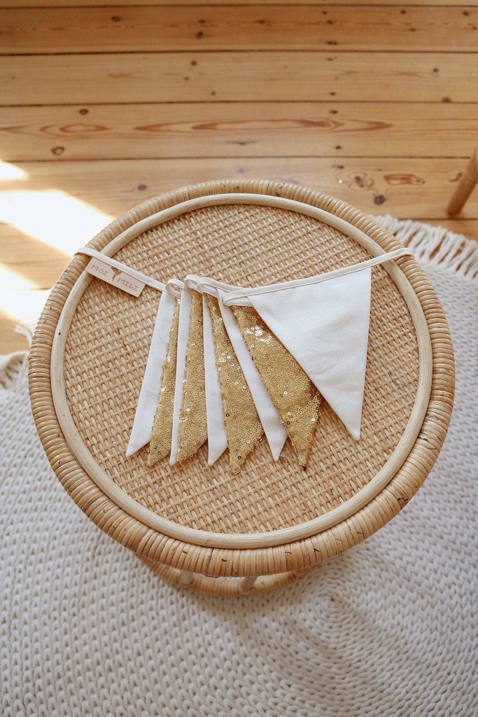 Moi Mili, vimpel med paljetter, guld/beige - Image 2