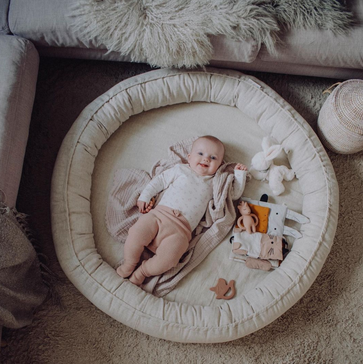 Cotton&Sweets natur/beige junior nest classic i 100% linne - Image 2
