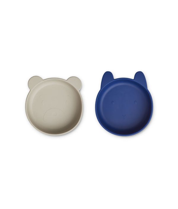Liewood, 2-pack silikonskålar Vanessa, Mist surf blue mix