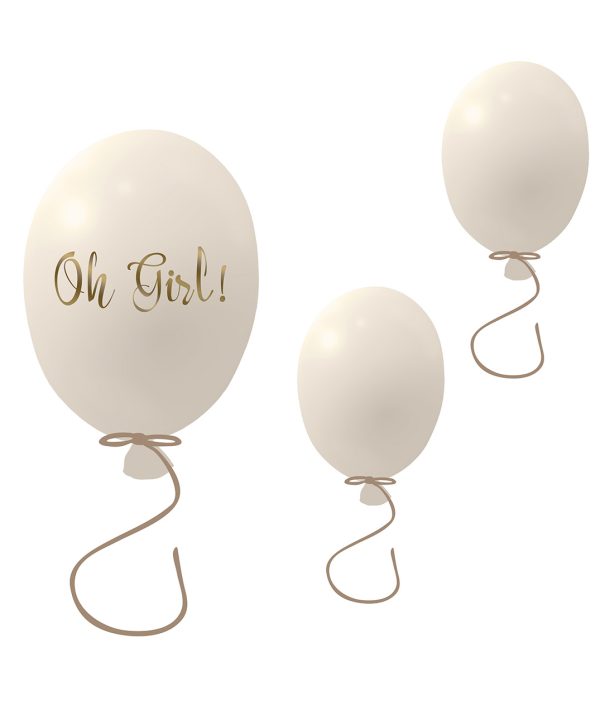 Väggklistermärke partyballonger 3-pack, cream