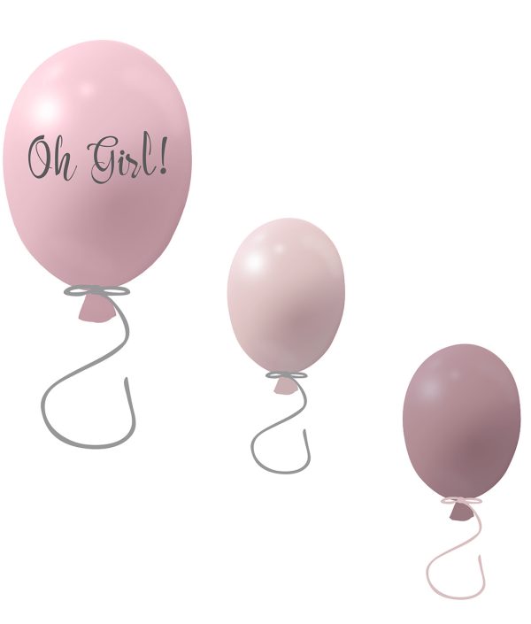 Väggklistermärke partyballonger 3-pack, rose