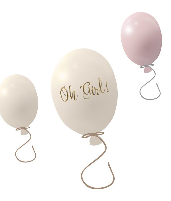 Väggklistermärke partyballonger 3-pack, rose cream