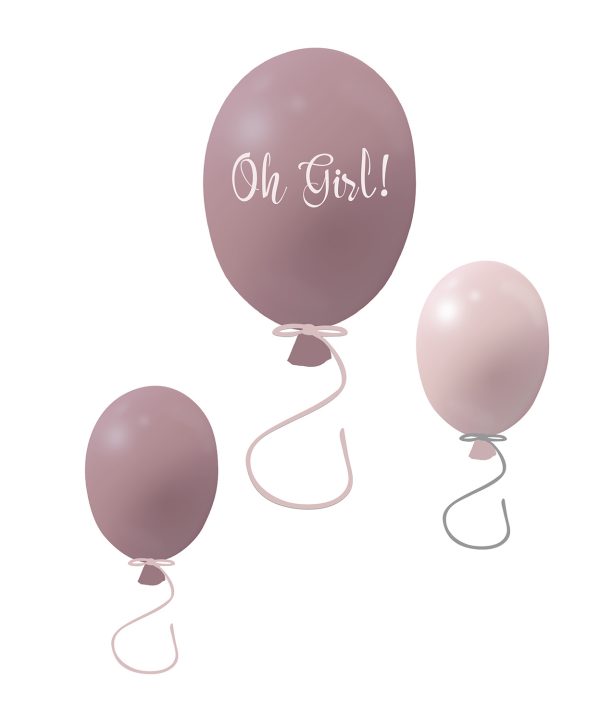 Väggklistermärke partyballonger 3-pack, dusty pink