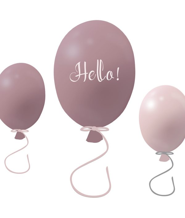 Väggklistermärke partyballonger 3-pack, dusty pink