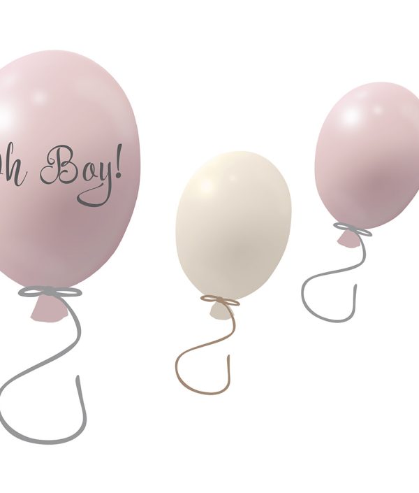Väggklistermärke partyballonger 3-pack, powder rose