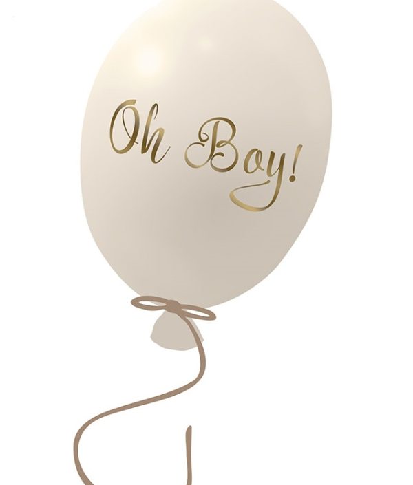 Väggklistermärke partyballong Oh boy, cream