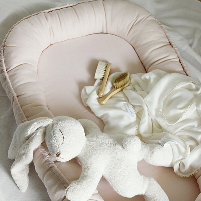 Cotton & Sweets, puderrosa klassisk babynest i 100 % linne - Image 2