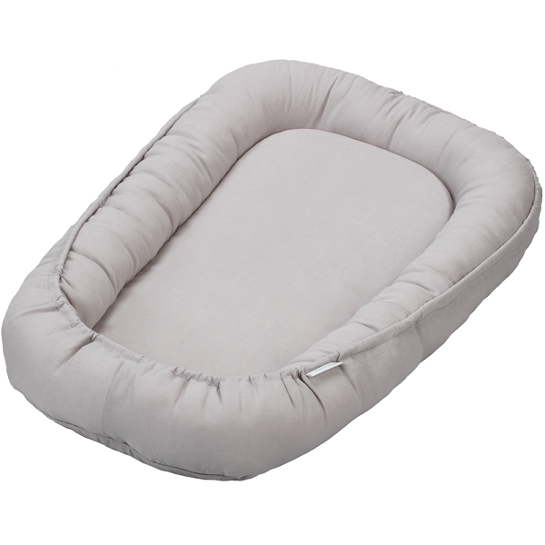 Cotton & Sweets, ljusgrå klassisk babynest i 100 % linne