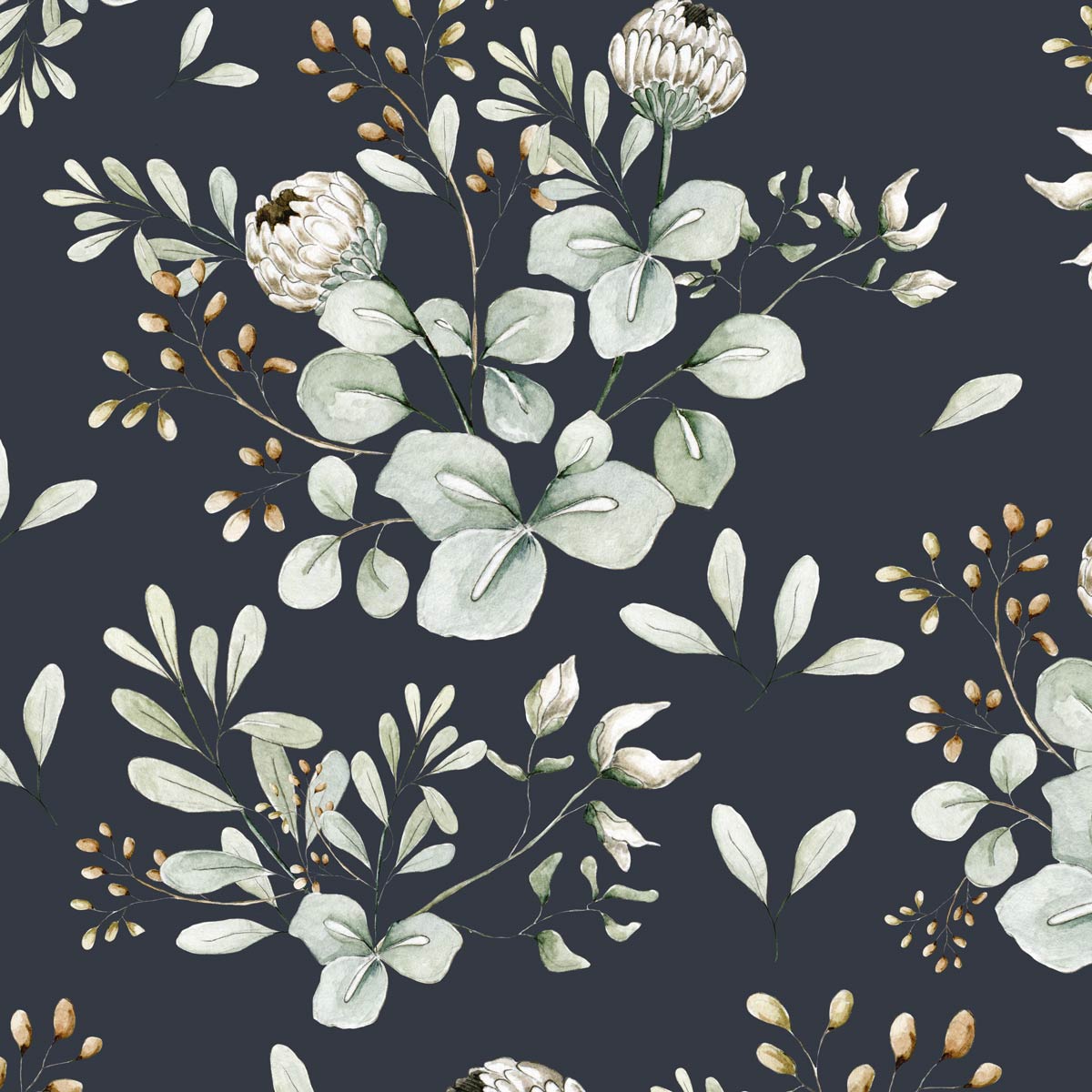 Dekornik, tapet Clover Navy Blue