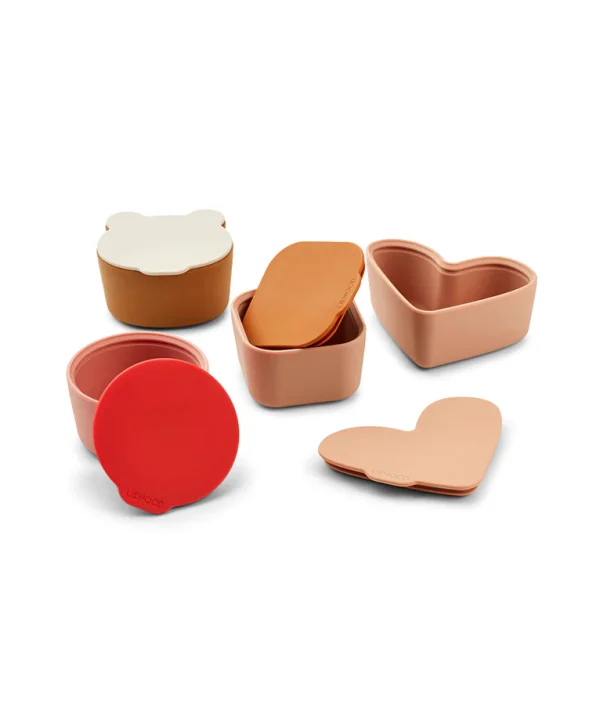 Liewood, Toto 4-pack snackskålar i silikon, Rose multi mix
