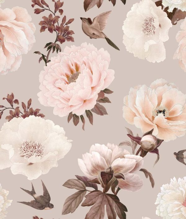 Dekornik, tapet Peonies and Birds