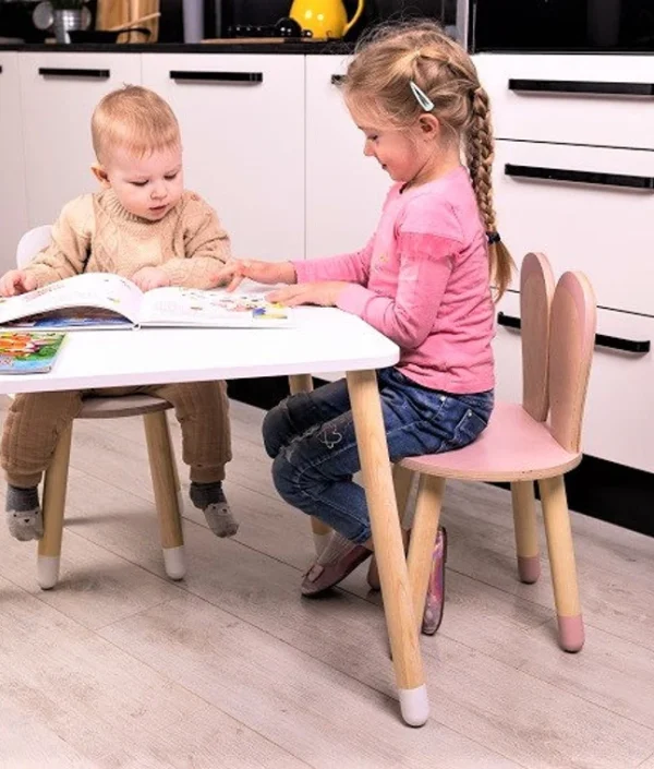 Möbelset kaninstol med bord, rosa