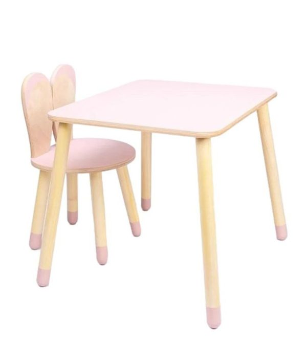 Möbelset kaninstol med bord, rosa