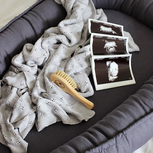 Cotton & Sweets, denim klassisk babynest i 100 % linne - Image 2