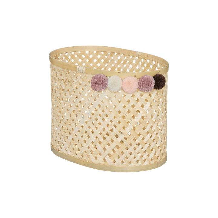 Förvaringskorg med pompom bamboo, 3-pack - Image 3