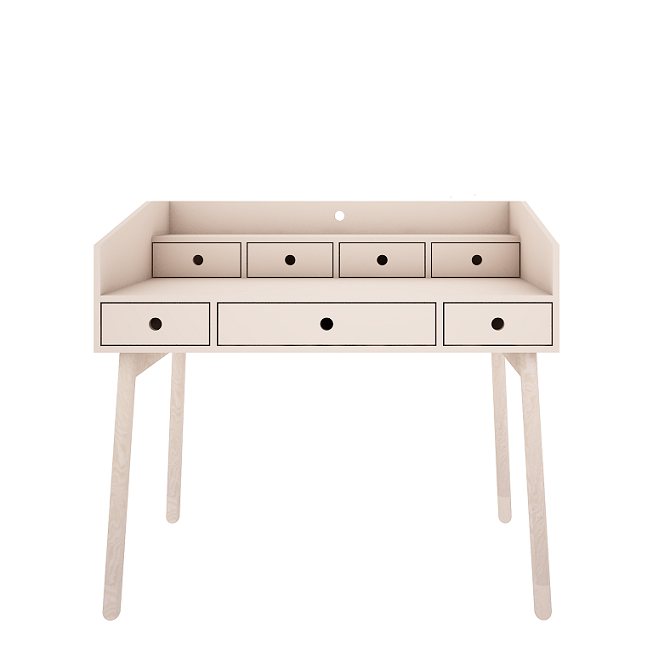 Woodluck, sand beige skrivbord med lådor, River