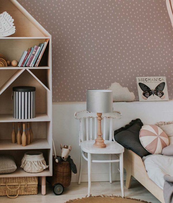 Dekornik, tapet Irregular Dots Powder Pink Cappucino