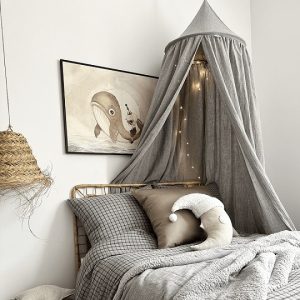 Stor maxi grå sänghimmel i muslinbomull, Cotton & Sweets