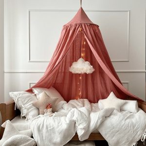 Stor maxi marsala sänghimmel i linne, Cotton & Sweets