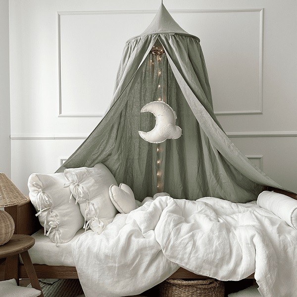 Stor maxi sage sänghimmel i linne, Cotton & Sweets