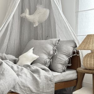 Grey stripes premium sänghimmel i linne, Cotton&Sweets