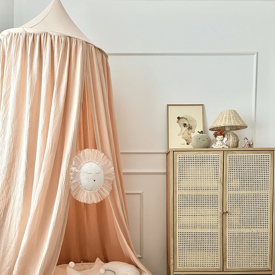Stor maxi apricot sänghimmel i muslinbomull, Cotton & Sweets - Image 2