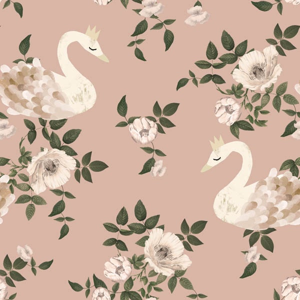 Dekornik, tapet Swans Kingdom Pink