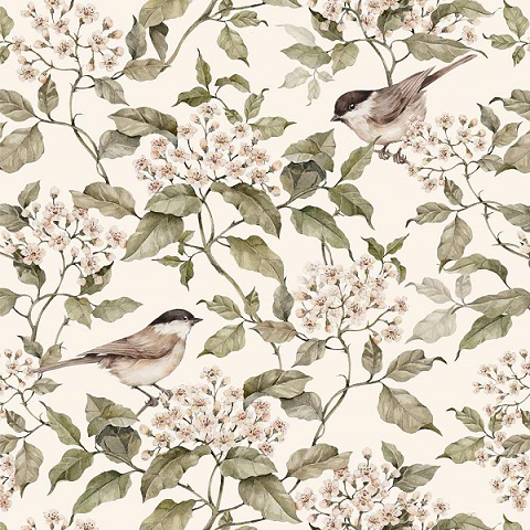 Dekornik, tapet Birds and Beige Spring