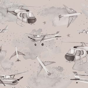 Dekorillo, tapet Planes and helicopters sepia
