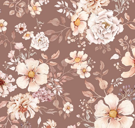 Dekorillo, tapet Boho flowers brown