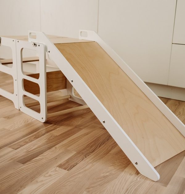 Duck Woodworks, Byggbar kökspall med rutschkana, vit/natur