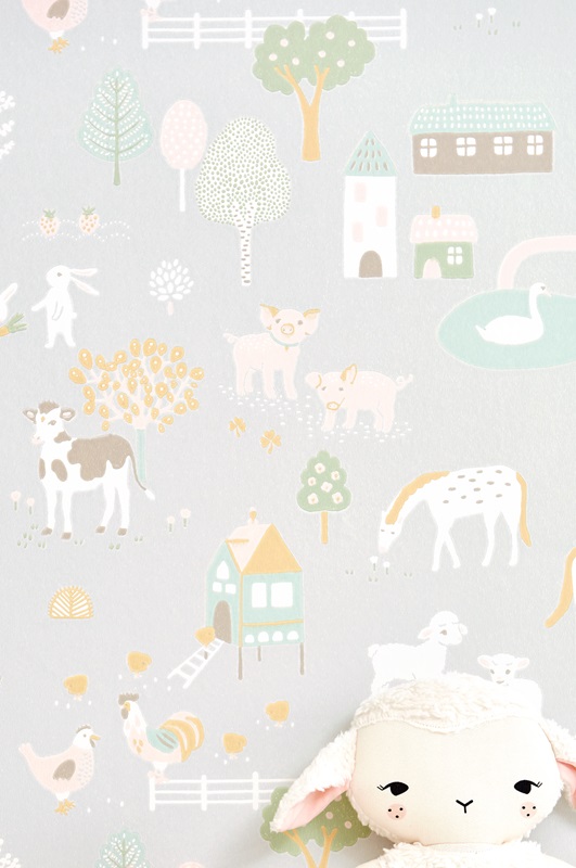 Majvillan, tapet till barnrummet My farm, soft grey - Image 4