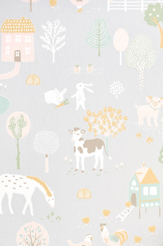 Majvillan, tapet till barnrummet My farm, soft grey - Image 5