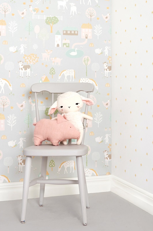 Majvillan, tapet till barnrummet My farm, soft grey - Image 3