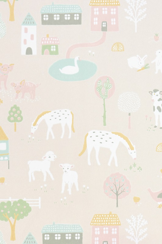 Majvillan, tapet till barnrummet My farm, soft pink - Image 6